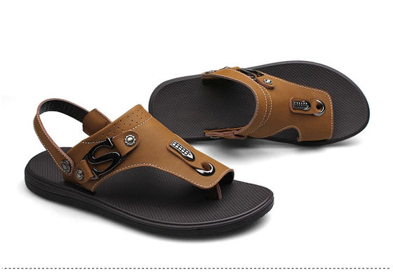 Comfortabele mannen lederen slippers schoenen met echt lederen bovendeel