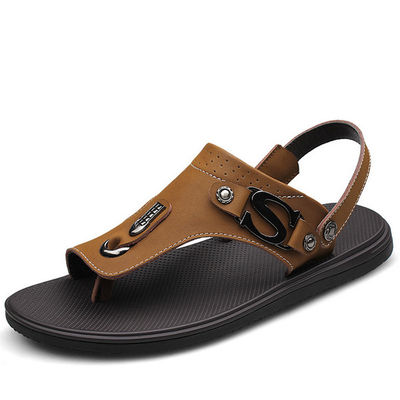 Comfortabele mannen lederen slippers schoenen met echt lederen bovendeel