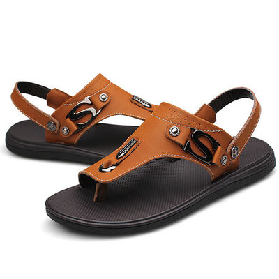 Comfortabele mannen lederen slippers schoenen met echt lederen bovendeel