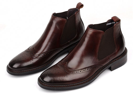 Brogue Style Mensen enkel laarzen Slip On Full Grain Leer maat op maat