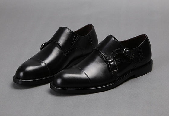 Zwarte monniks schoenen, Goodyear leer schoenen met riem.