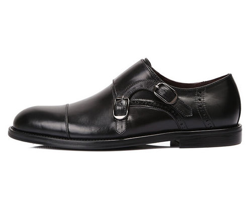 Zwarte monniks schoenen, Goodyear leer schoenen met riem.