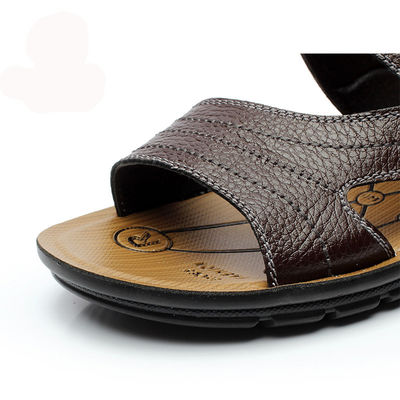 2 in 1 Mens Handgemaakte lederen sandalen Chocolade bruine sandalen voor de zomer