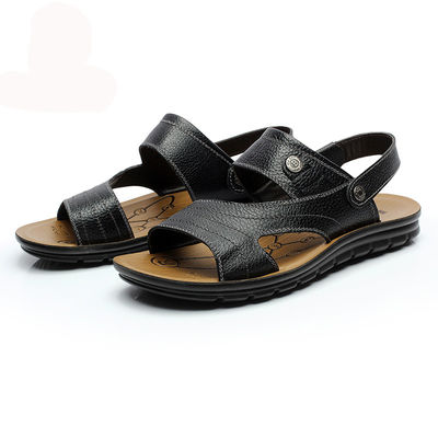 2 in 1 Mens Handgemaakte lederen sandalen Chocolade bruine sandalen voor de zomer