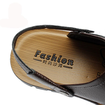 2 in 1 Mens Handgemaakte lederen sandalen Chocolade bruine sandalen voor de zomer
