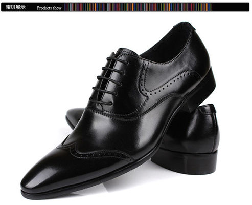 Zwarte lederen schoenen, waterdicht, met puntige tenen, mannen, handgemaakte schoenen.