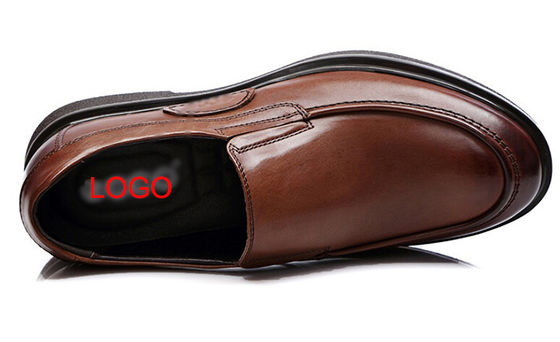 Business zachte zool formele schoenen, Slip On Mens Bruine lederen rijschoenen