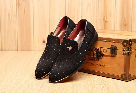 Slip On Mensen Casual Schoenen Blauw / Zwart Custom Met Metalen Rivets
