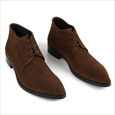 ODM Mens Chelsea Suede laarzen, Zwarte / Bruine Mens Lace Up Casual schoenen