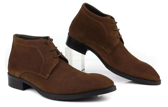 ODM Mens Chelsea Suede laarzen, Zwarte / Bruine Mens Lace Up Casual schoenen