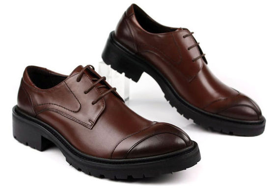 Alle logo Mensen Lederen jurk schoenen met hechtingen Brittannië Stijlen Bruine Lederen jurk schoenen