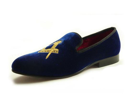 Masonic Shoes Mens Velvet Loafers Black Prince Pergament - Dressed Leather Casual Loafers