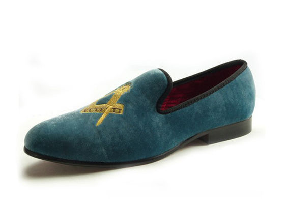 Masonic Shoes Mens Velvet Loafers Black Prince Pergament - Dressed Leather Casual Loafers