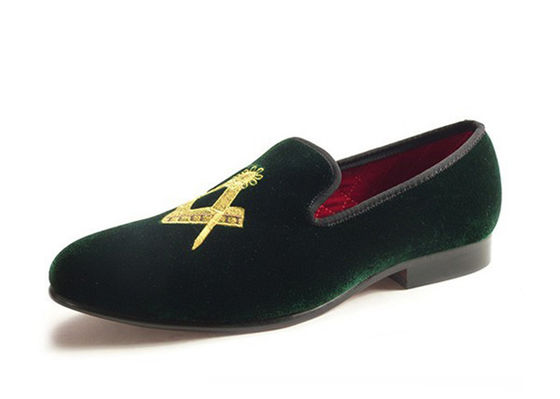 Masonic Shoes Mens Velvet Loafers Black Prince Pergament - Dressed Leather Casual Loafers
