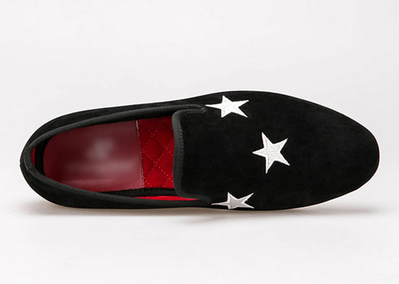 Donkerblauwe Mensen Fluweel rokende slippers Elegante ster Custom geborduurde slippers