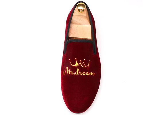 OEM Mens Velvet Loafers Geborduurde Flat Casual Shoes Mensen Schoeisel Voor Partij
