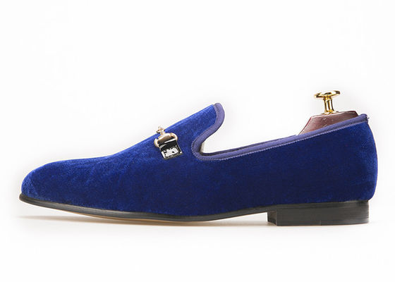Motief Blauw Mensen Velvet Kleding Slippers, Bourgogne Loafers Mensen Buckle Kleding Schoenen