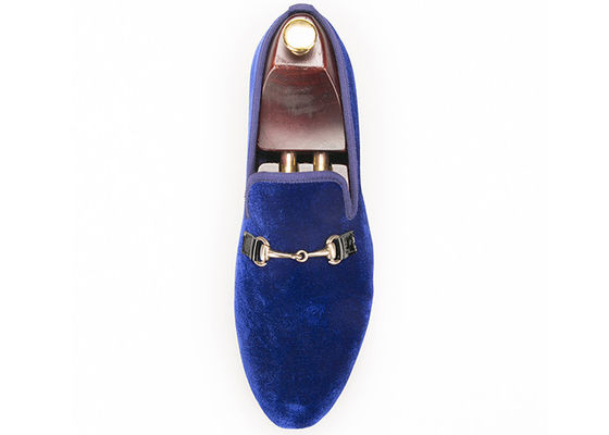 Motief Blauw Mensen Velvet Kleding Slippers, Bourgogne Loafers Mensen Buckle Kleding Schoenen