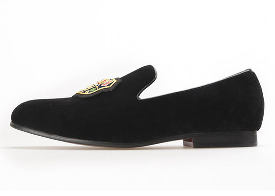 Skull Style Slip On Velvet Loafers, Luxe Mensen Leer Loafers Schoenen