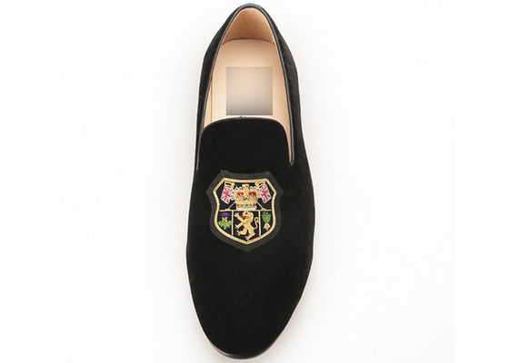 Skull Style Slip On Velvet Loafers, Luxe Mensen Leer Loafers Schoenen