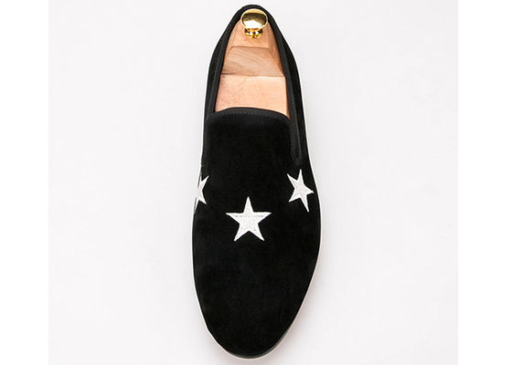Donkerblauwe Mensen Fluweel rokende slippers Elegante ster Custom geborduurde slippers