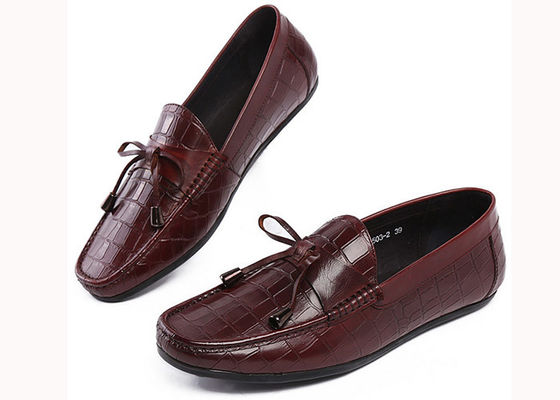 Casual Mens Lederen Loafers Anti-Sliding Moccasins Bow Tie Flat Shoes