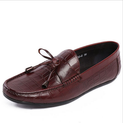 Casual Mens Lederen Loafers Anti-Sliding Moccasins Bow Tie Flat Shoes