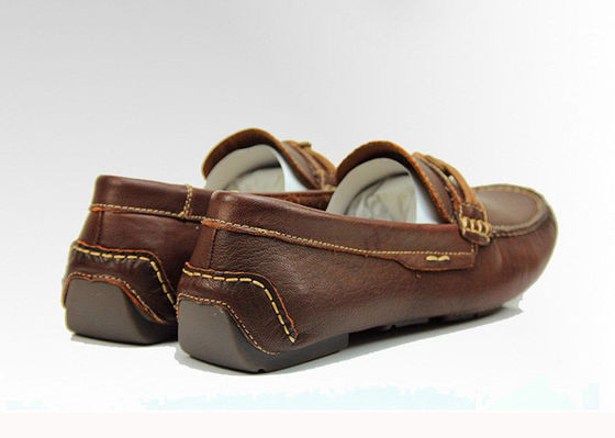 Custom Bruine Mensen Lederen Loafers Handgemaakte Lederen Flat Loafers