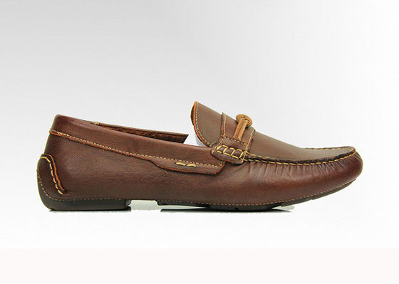 Custom Bruine Mensen Lederen Loafers Handgemaakte Lederen Flat Loafers