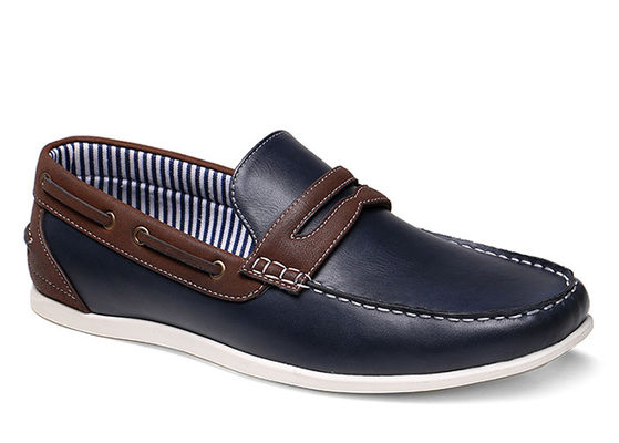 Flat Classic Mens Slip On Leather Sneakers Twill Lining Zwarte Casual Loafers
