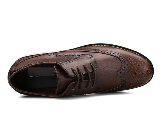 Logo gedrukt Mensen Zwarte Lederschoenen Derby Custom Handgemaakte Bruine Casual Schoenen