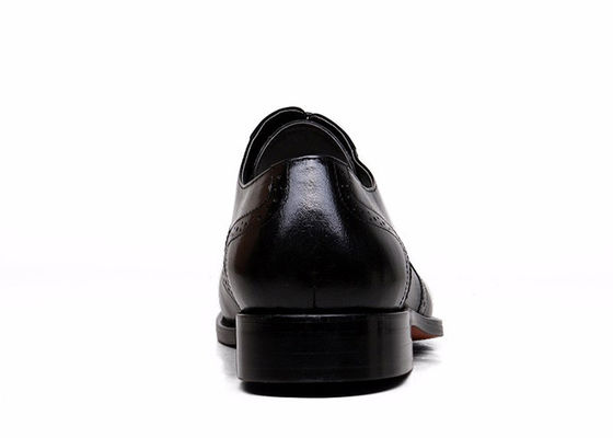 Goodyear Mens zwarte lederen broeken, gesneden handgemaakte mannen business casual schoenen