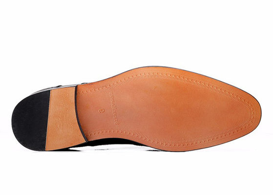 Goodyear Mens zwarte lederen broeken, gesneden handgemaakte mannen business casual schoenen