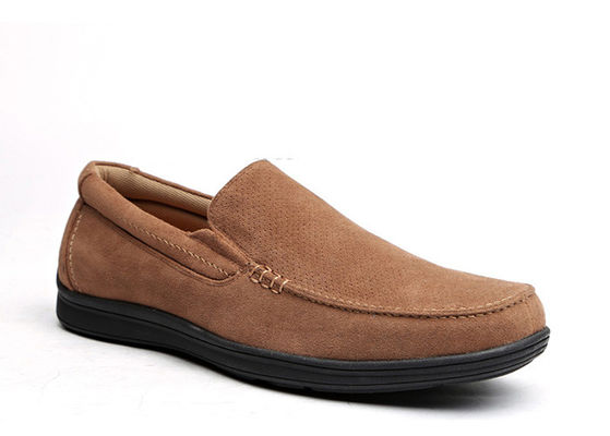 Zomer ademend Mensen Lederen Loafers Bruin Ronde Toe Mensen Suede Moccasins