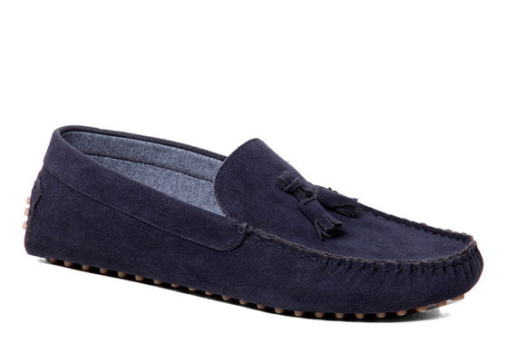 Blauw ademend mens leerloafers Blauw zacht leer rijschoenen
