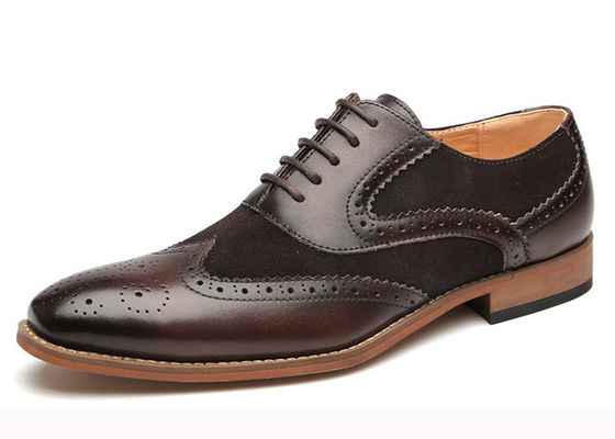 Zwart / Bruin Spitste Man Brogue Schoenen Oxford Lace Up Bruidschoenen