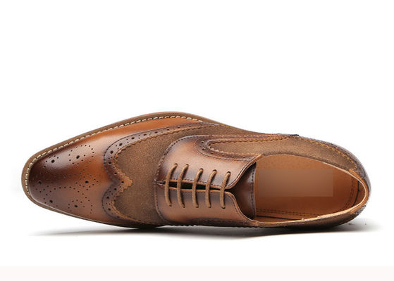 Zwart / Bruin Spitste Man Brogue Schoenen Oxford Lace Up Bruidschoenen