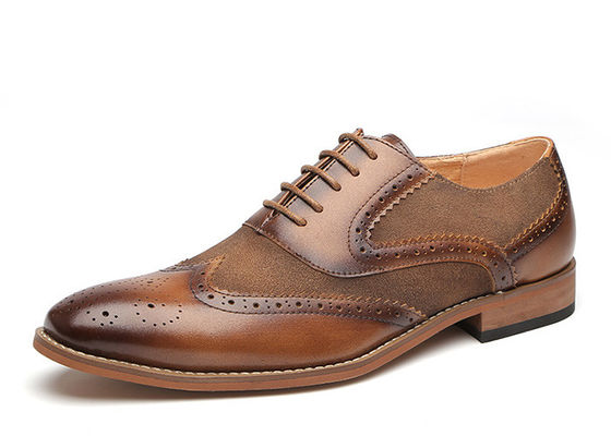 Zwart / Bruin Spitste Man Brogue Schoenen Oxford Lace Up Bruidschoenen