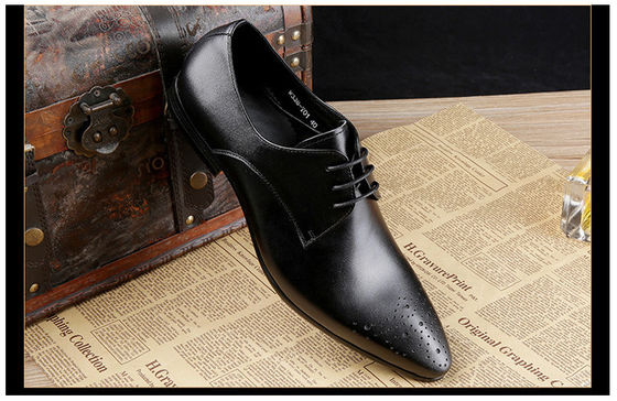 Echt leer mannen bruidsjurk schoenen formele zakelijke schoenen met zwarte hechtingen