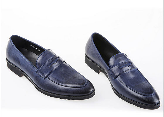 Luxe Mensen Lederen Casual Schoenen Oxford Mensen Blauwe Brogue Schoenen Voor Feest / Bruiloft