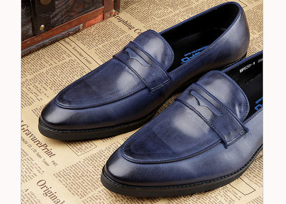 Luxe Mensen Lederen Casual Schoenen Oxford Mensen Blauwe Brogue Schoenen Voor Feest / Bruiloft
