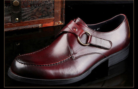 Full Grain Leather Mans Dress Shoes Custom Business Monk Strap Bruine schoenen