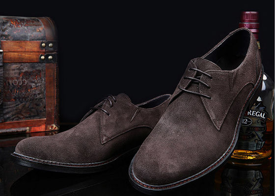 Grijz / zwart Britse stijl Oxford schoenen, Mens Lederen En Suede Dress Schoenen