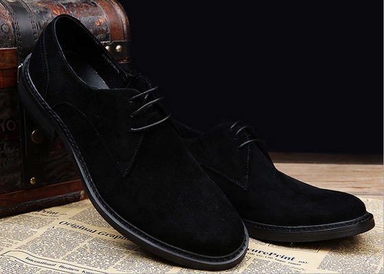 Grijz / zwart Britse stijl Oxford schoenen, Mens Lederen En Suede Dress Schoenen