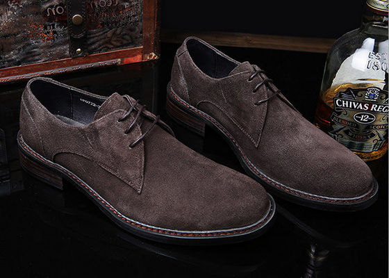 Grijz / zwart Britse stijl Oxford schoenen, Mens Lederen En Suede Dress Schoenen