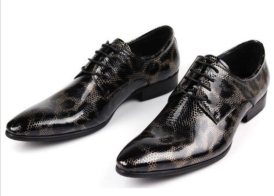 Crocodile Style Mensen Zwarte Brogue Schoenen, Mode Nachtclub Echte Slangenhuid Schoenen