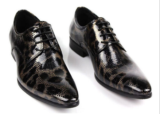 Crocodile Style Mensen Zwarte Brogue Schoenen, Mode Nachtclub Echte Slangenhuid Schoenen
