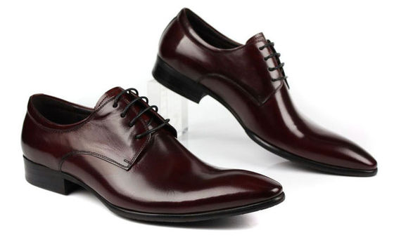 Oxford Style Mensen Lederschoenen Donkerrood / Zwart Lace Up Dress Shoes