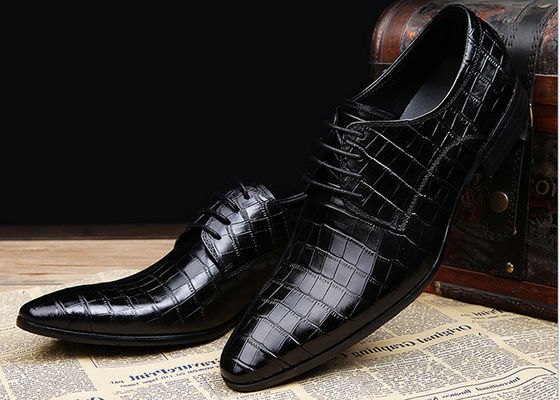 Embossing Design Mensen Patent Leer Dress Schoenen Zwart Lace Up Dress Schoenen