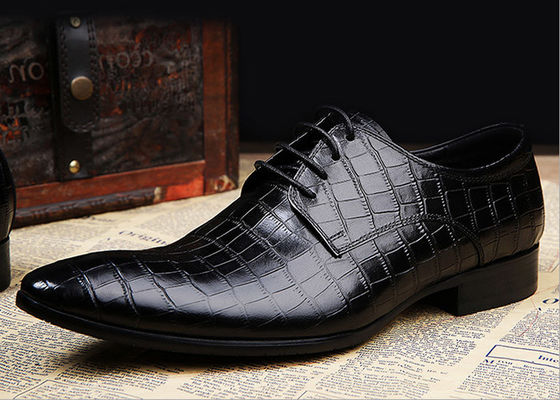 Embossing Design Mensen Patent Leer Dress Schoenen Zwart Lace Up Dress Schoenen